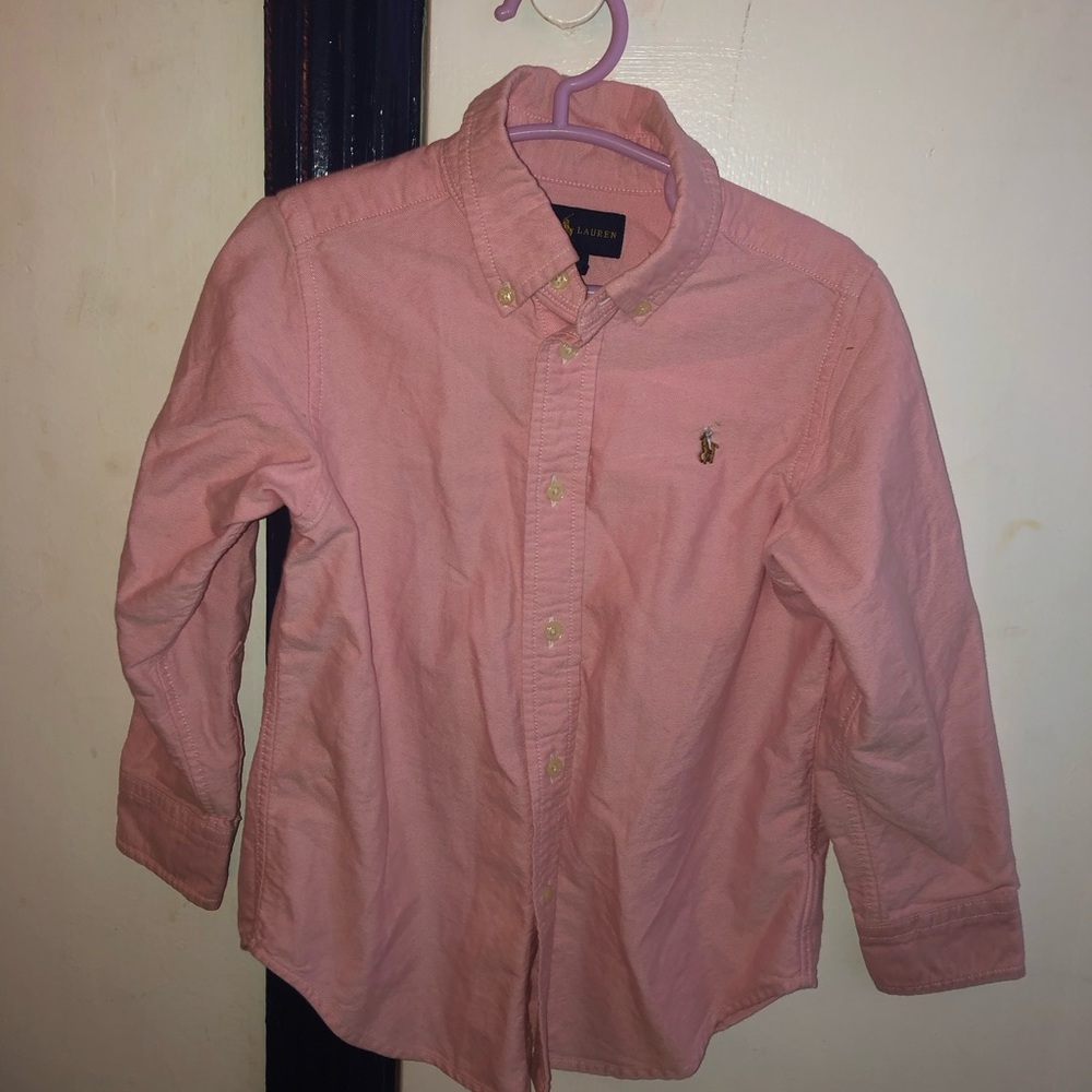 Polo Size 4t pink button down long sleeve shirt